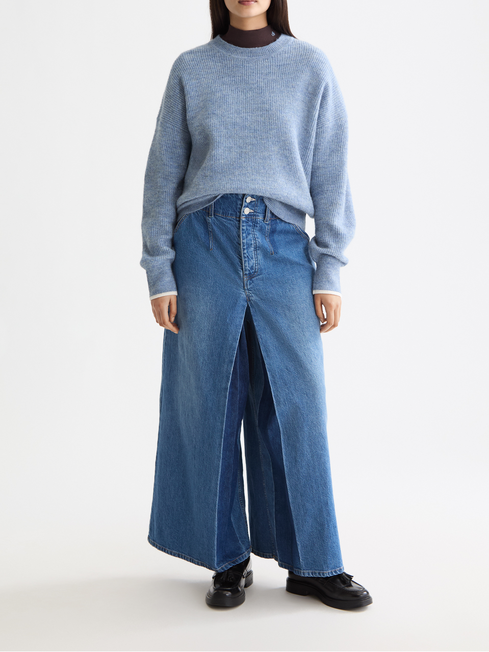 Fuzzy crew neck pullover