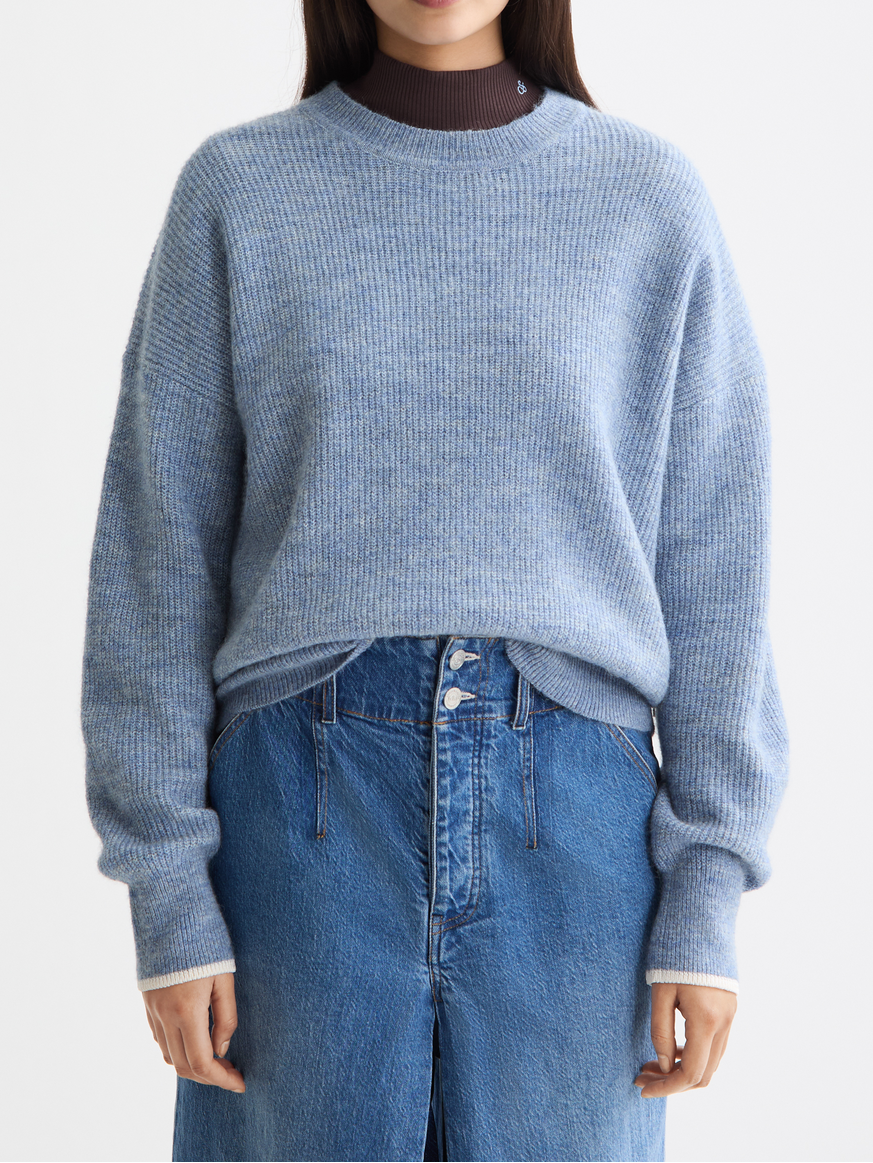 Fuzzy crew neck pullover