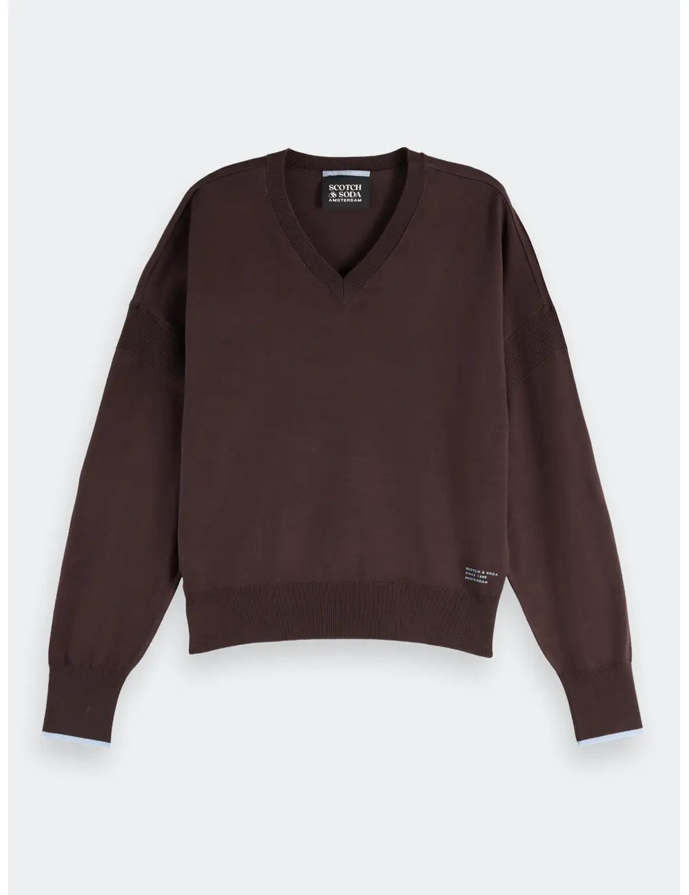 V Neck Relaxed Pullover flat lay front view by Scotch & Soda