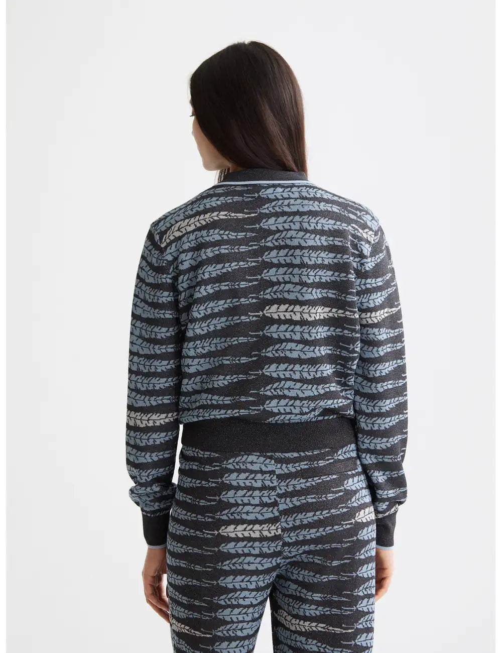 Lurex Jacquard Cardigan detail shot showing fabric and craftsmanship by Scotch & Soda