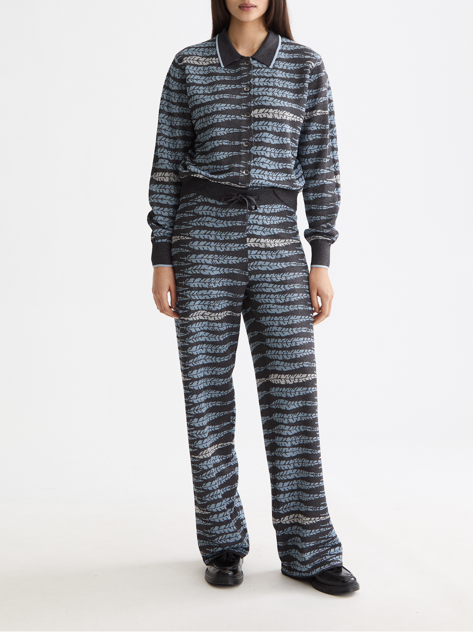 Lurex jacquard cardigan