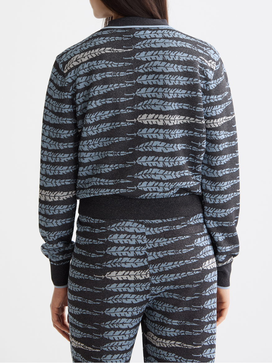 Lurex jacquard cardigan