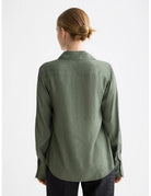 Jacquard Shirt Thyme detail shot showing fabric and craftsmanship by Scotch & Soda