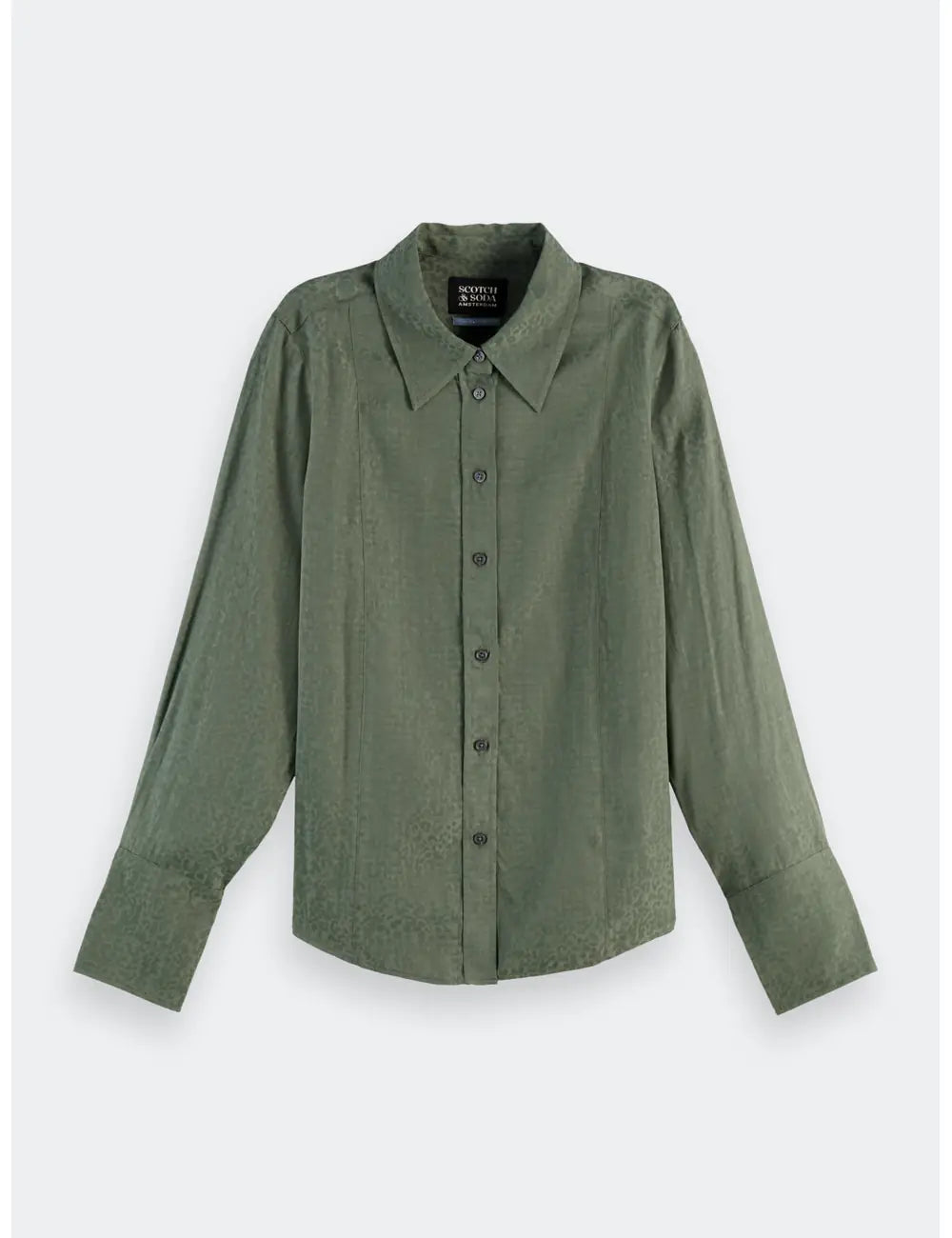 Jacquard Shirt Thyme flat lay front view by Scotch & Soda