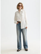 Striped Shirt Pockets full model shot showing overall fit by Scotch & Soda