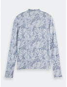 Printed Mock Neck Tee flat lay back view by Scotch & Soda