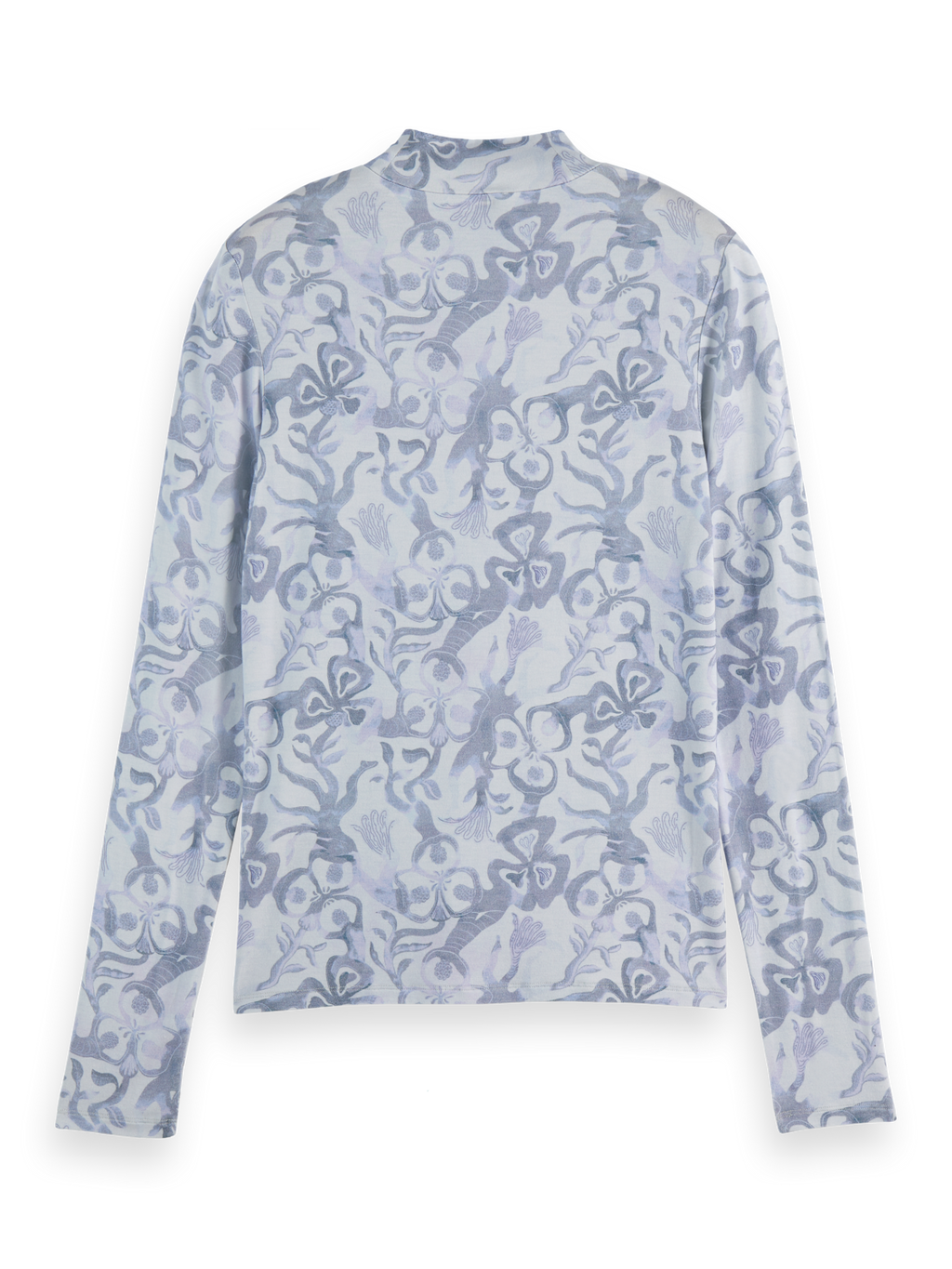 All over printed mock neck long sleeve T-shirt