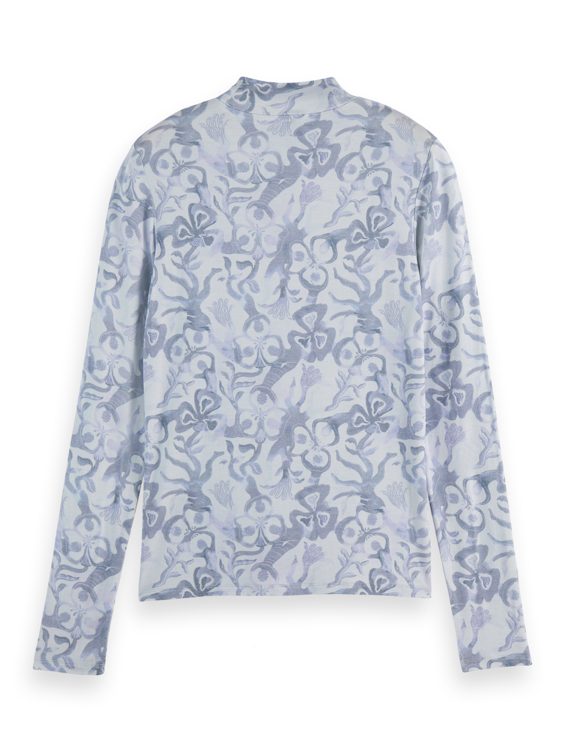 All over printed mock neck long sleeve T-shirt