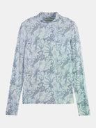 all-over-printed-mock-neck-long-sleeve-t-shirt front view by Scotch & Soda