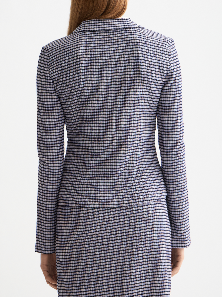 gingham button up long sleeve top