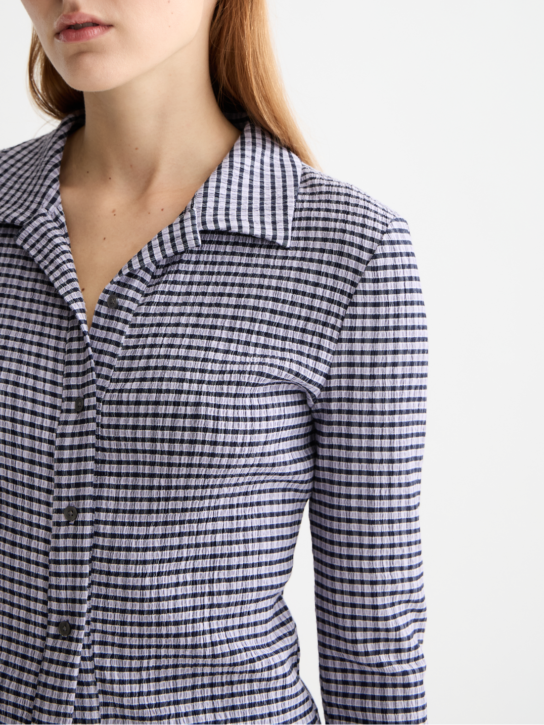 gingham button up long sleeve top