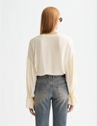 Easy Top With Cuffs detail shot showing fabric and craftsmanship by Scotch & Soda