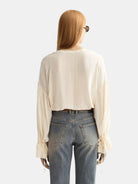 easy-top-with-draw-string-cuffs detail shot by Scotch & Soda