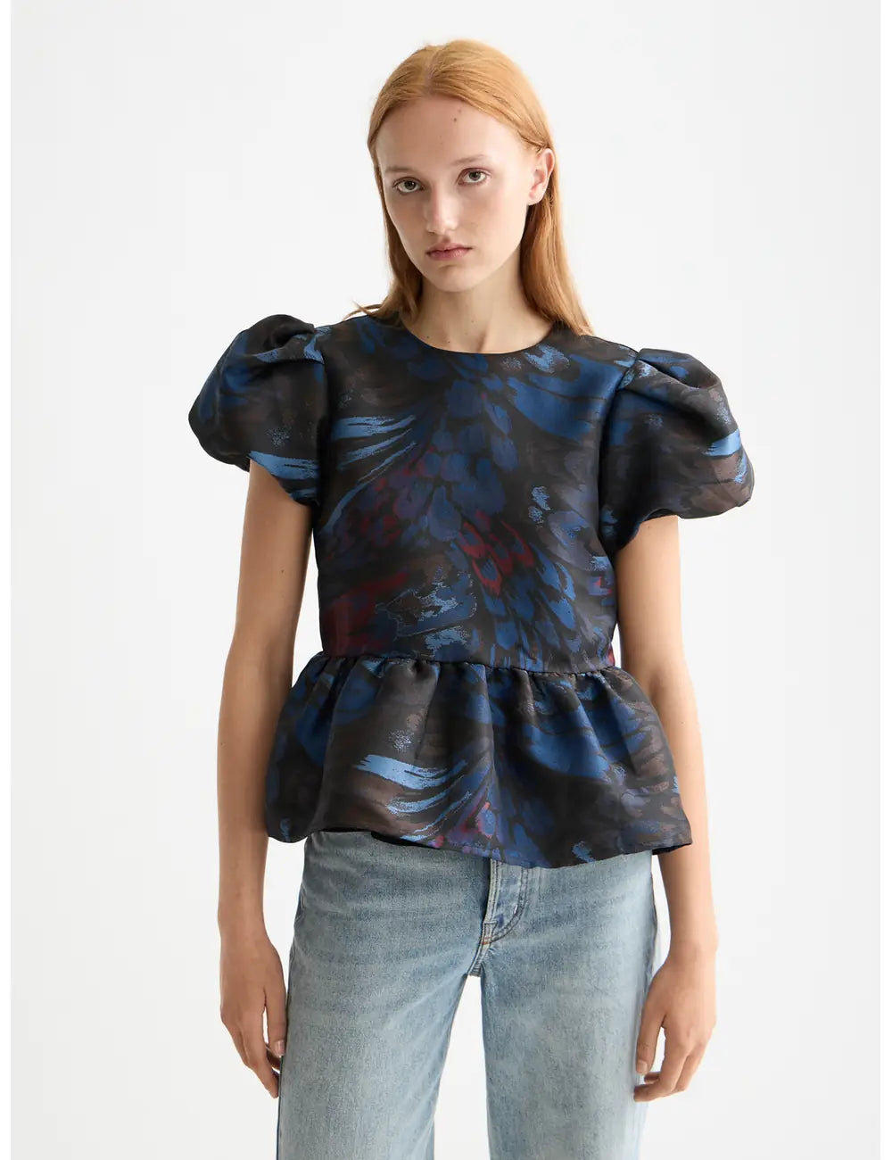 Cap Sleeve Peplum Top front view by Scotch & Soda