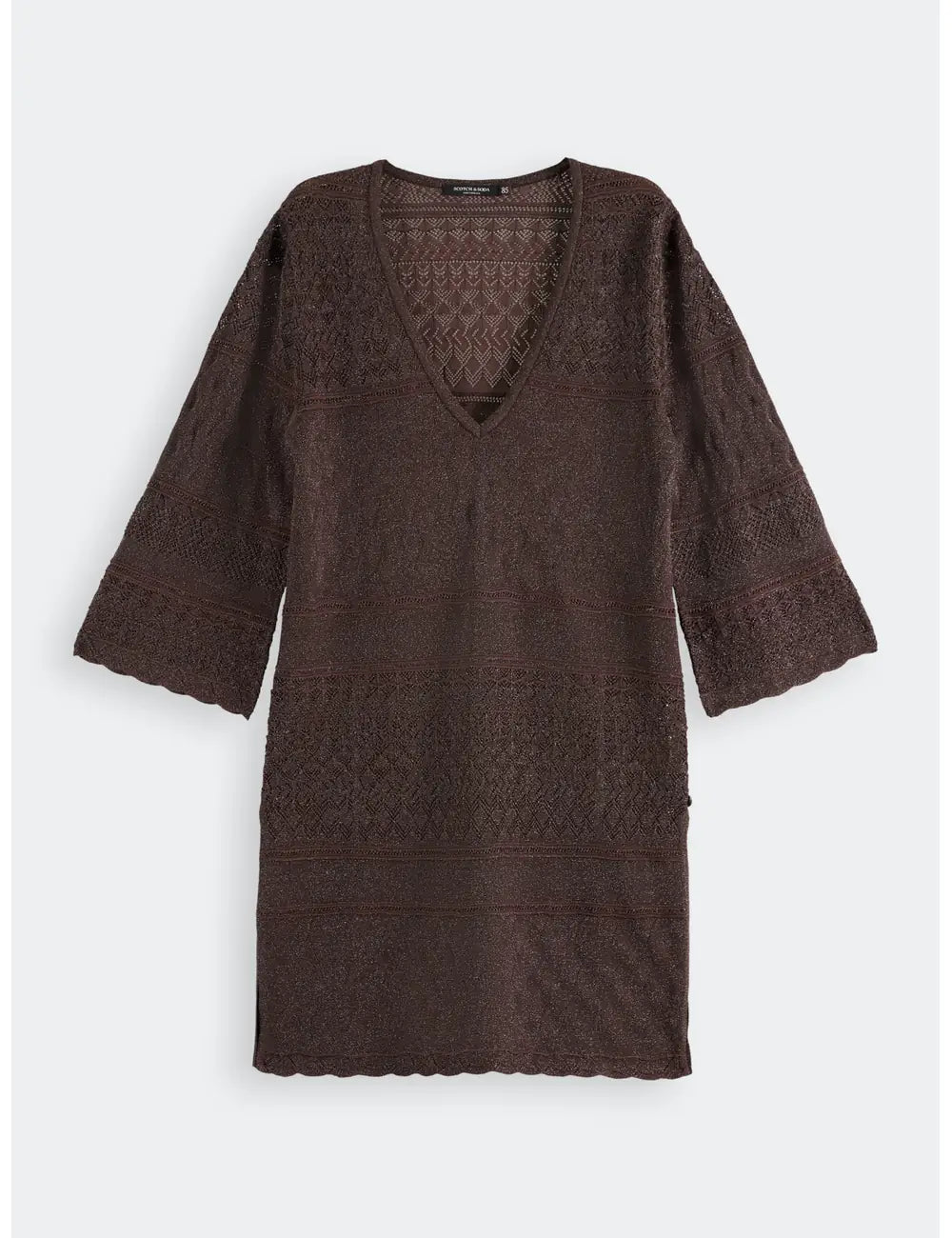 Metallic Pointelle Pullover flat lay front view by Scotch & Soda