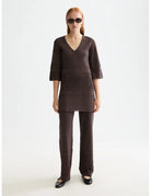 Metallic Pointelle Pullover full model shot showing overall fit by Scotch & Soda