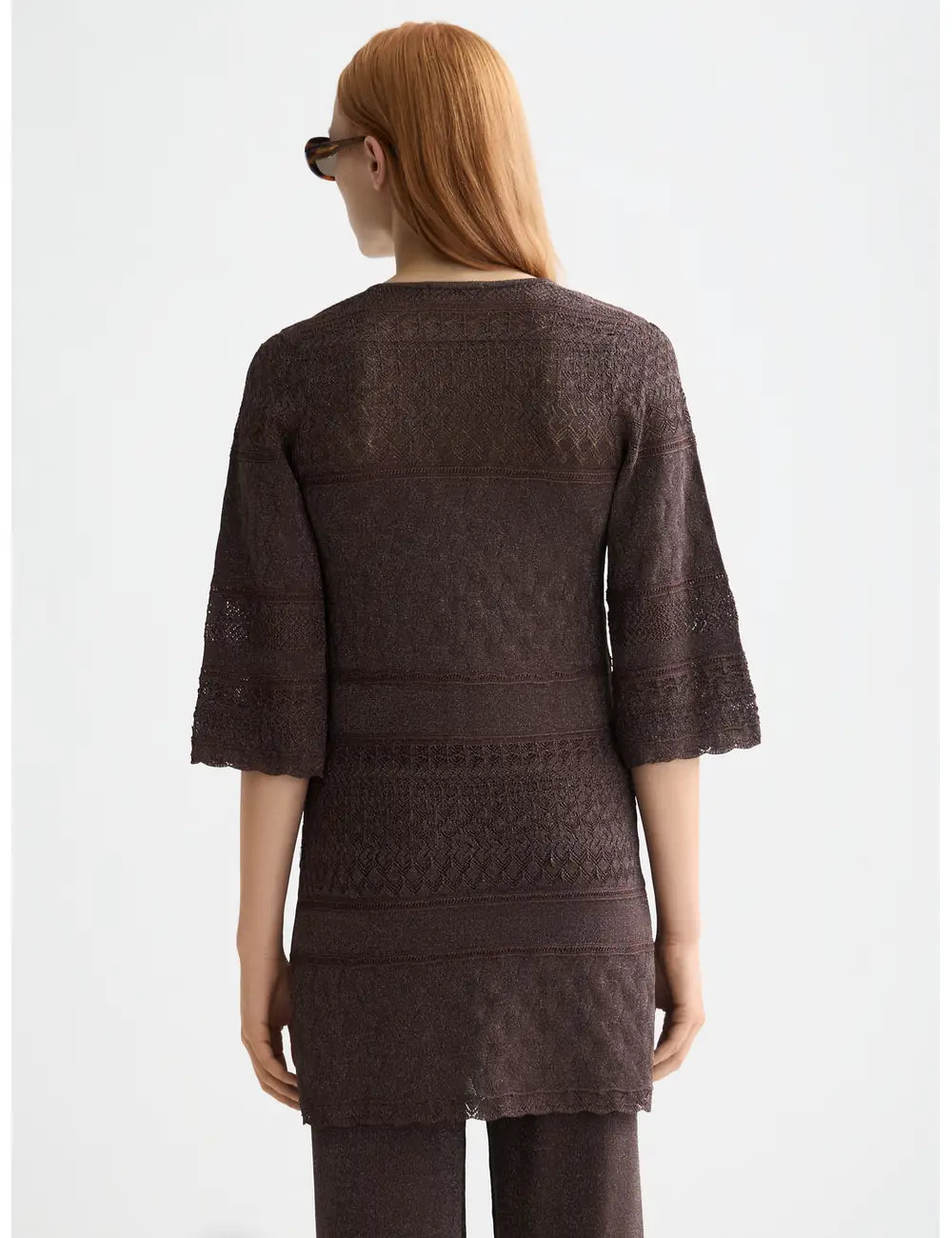 Metallic Pointelle Pullover flat lay back view by Scotch & Soda