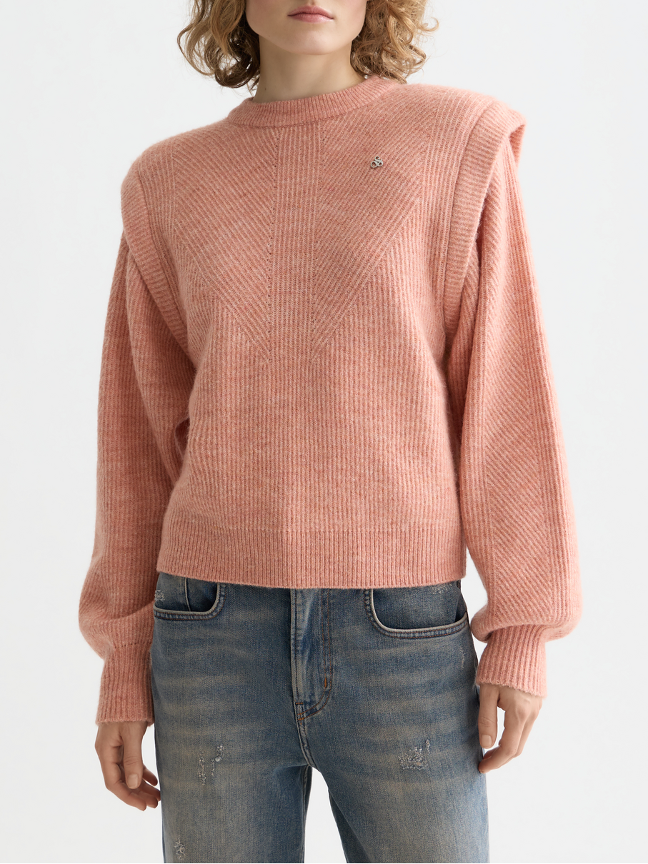 Shoulder detail crew neck pullover