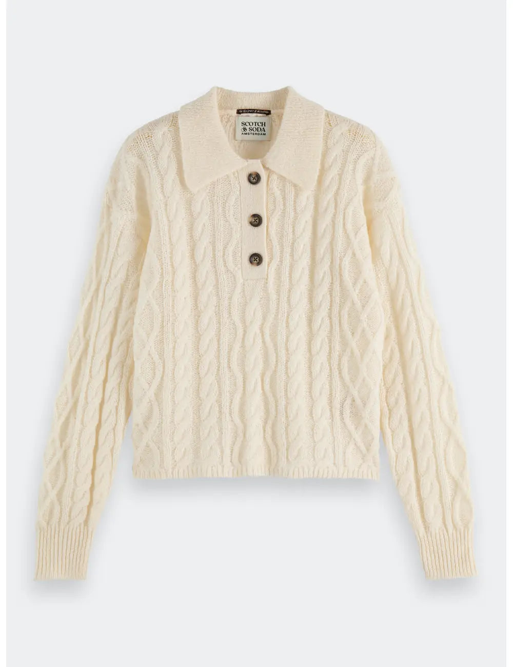 Cable Stitch Pullover flat lay front view by Scotch & Soda