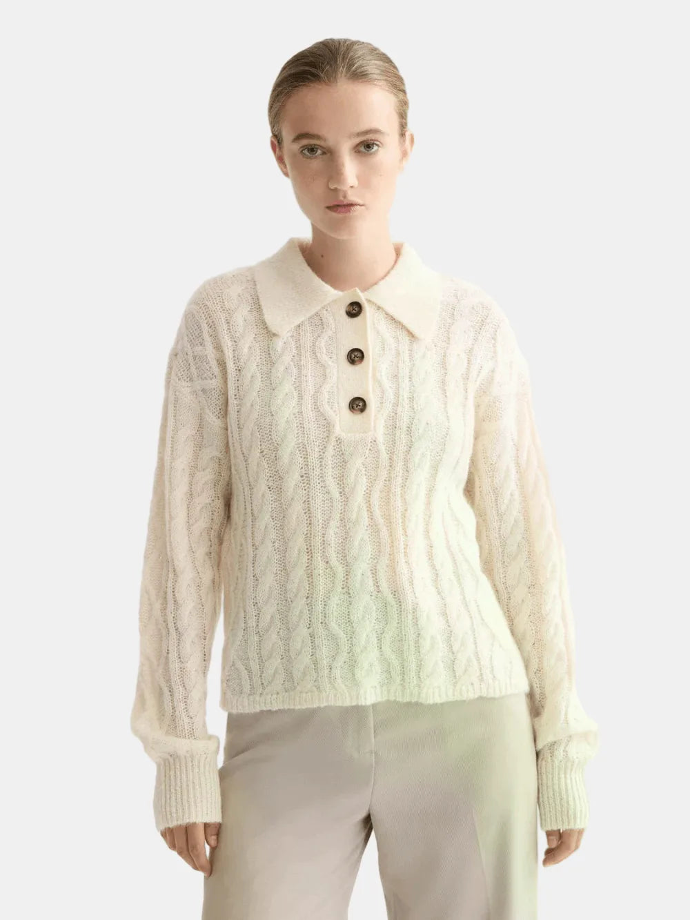 cable-stitch-polo-neck-pullover side view by Scotch & Soda