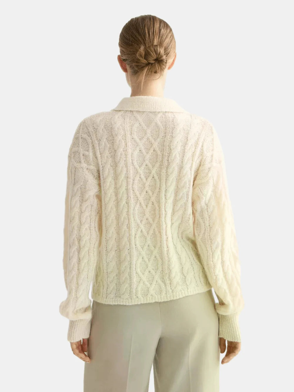 cable-stitch-polo-neck-pullover detail shot by Scotch & Soda