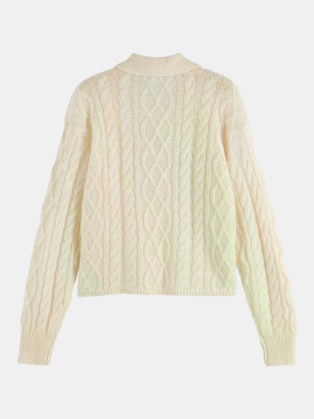 cable-stitch-polo-neck-pullover back view by Scotch & Soda