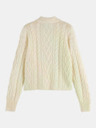 cable-stitch-polo-neck-pullover back view by Scotch & Soda