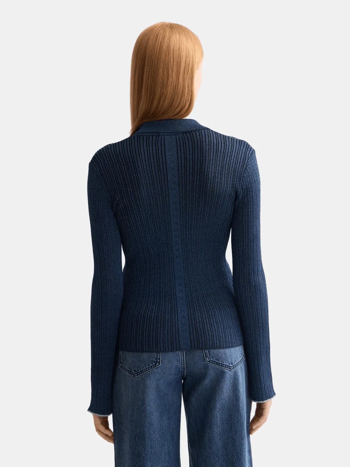 Metallic Skinny Rib Fitted Cardigan Image 3 - Scotch & Soda