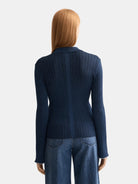 Metallic Skinny Rib Fitted Cardigan Image 3 - Scotch & Soda