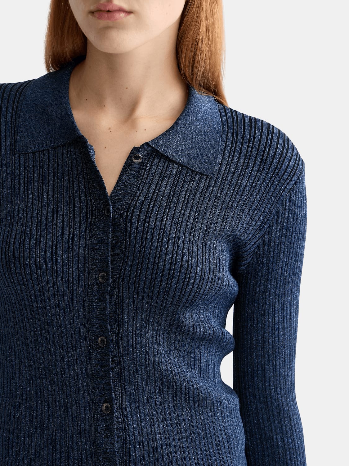 Metallic Skinny Rib Fitted Cardigan Image 4 - Scotch & Soda