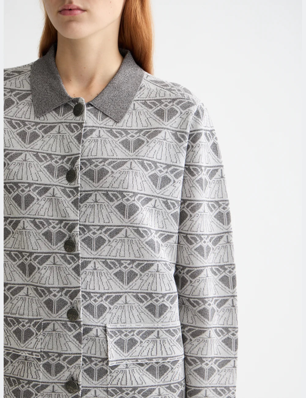 Jacquard Knitted Jacket detail view by Scotch & Soda