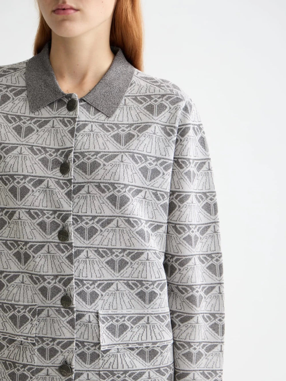 jacquard-knitted-jacket detail shot by Scotch & Soda