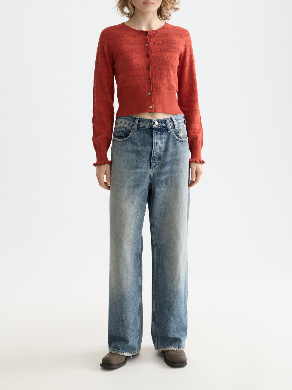 Pointelle knitted cardigan