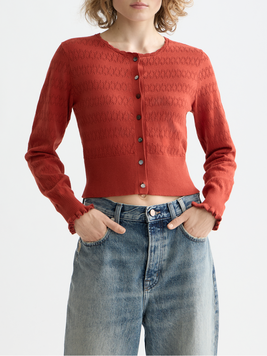 Pointelle knitted cardigan