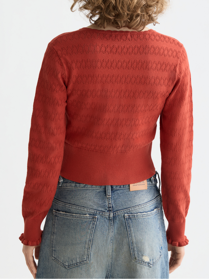 Pointelle knitted cardigan
