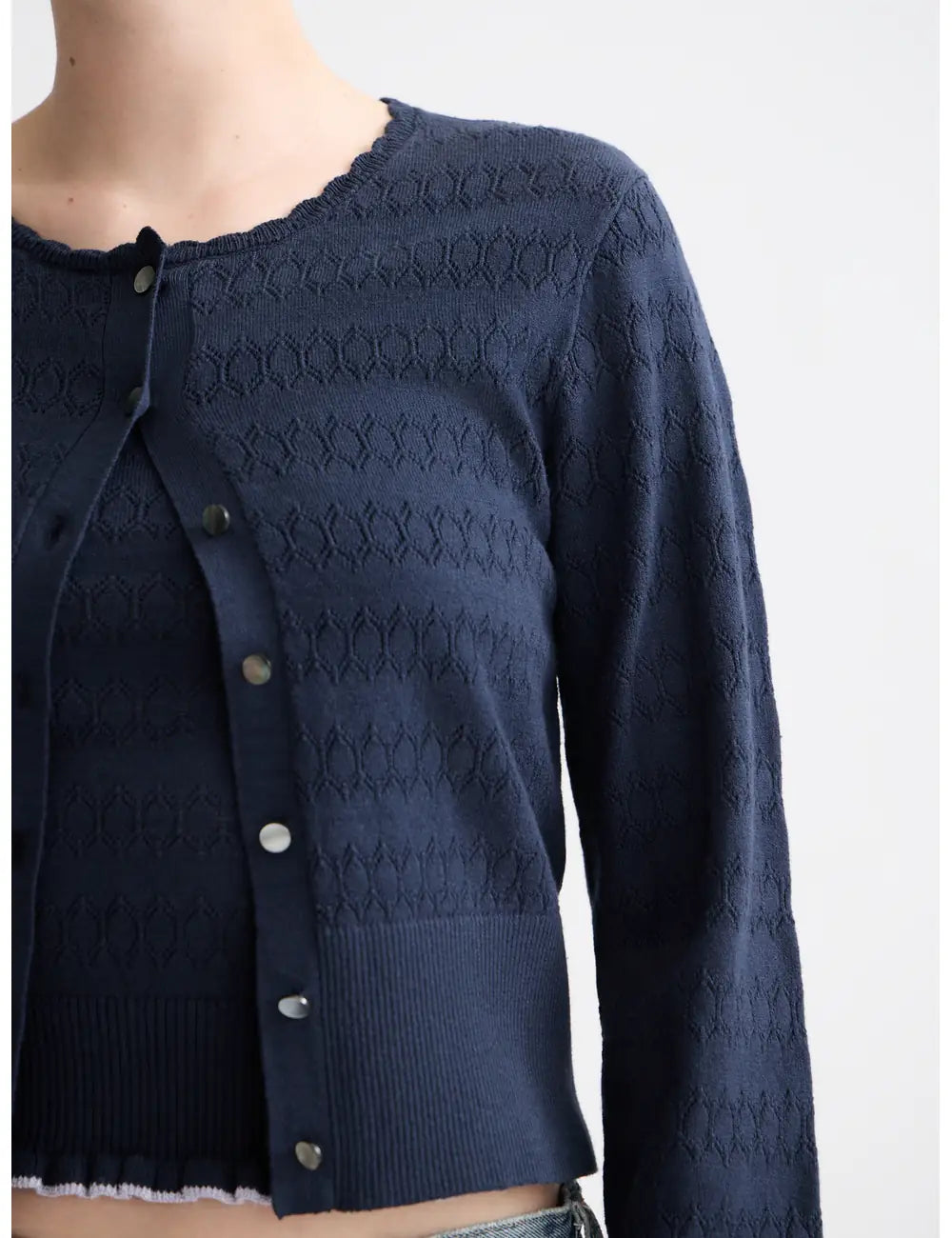 Knitted Cardigan full model shot showing overall fit by Scotch & Soda