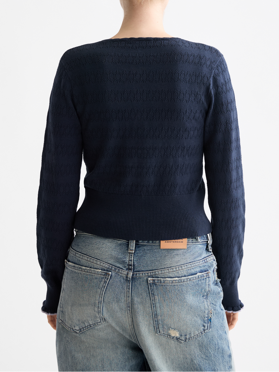 Pointelle knitted cardigan