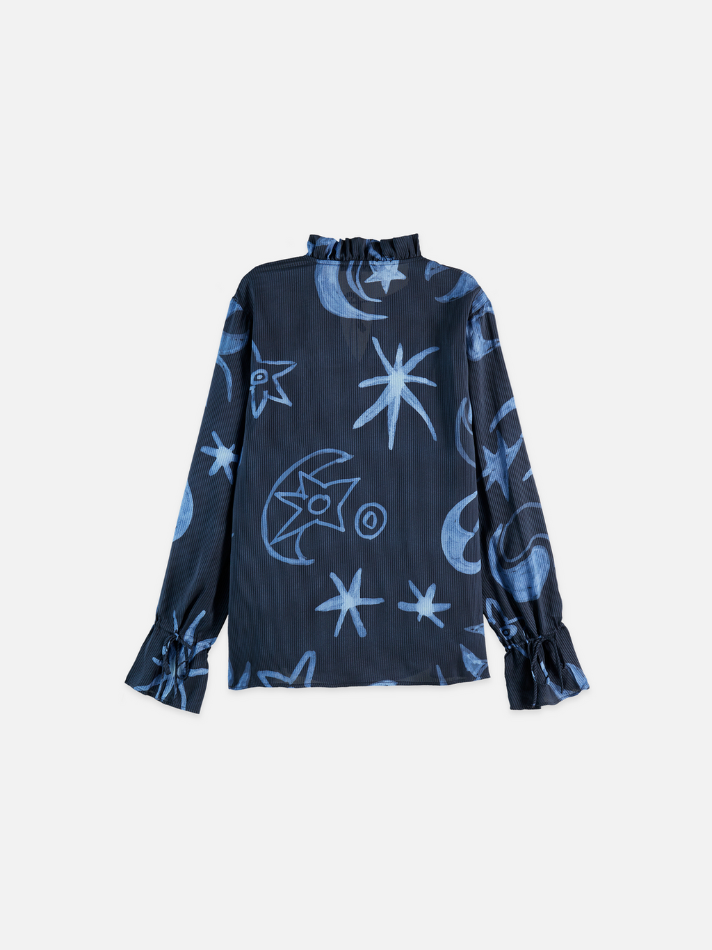 Printed drawstring cuffs shirt