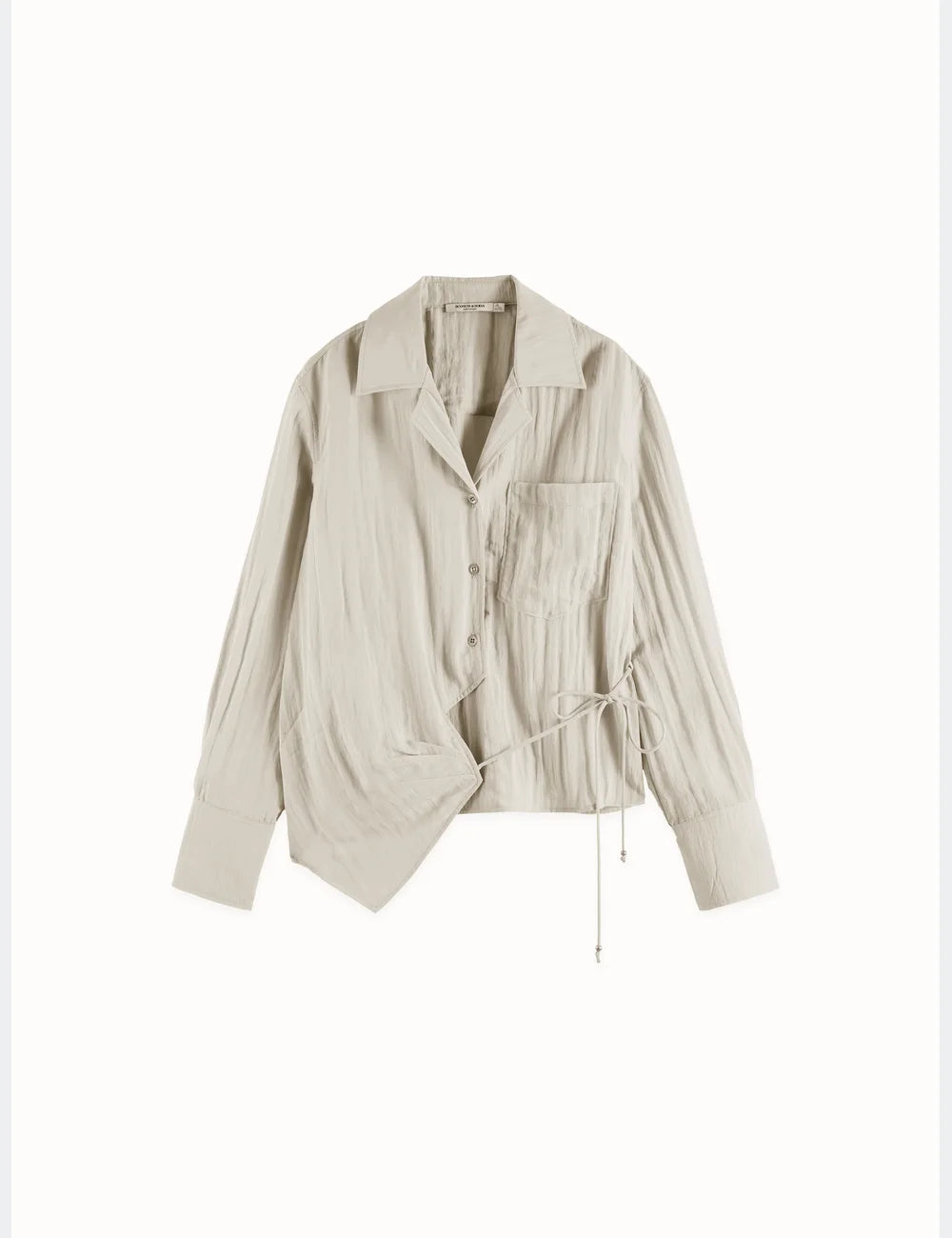 Long Sleeved Wrap Shirt flat lay showing product details by Scotch & Soda