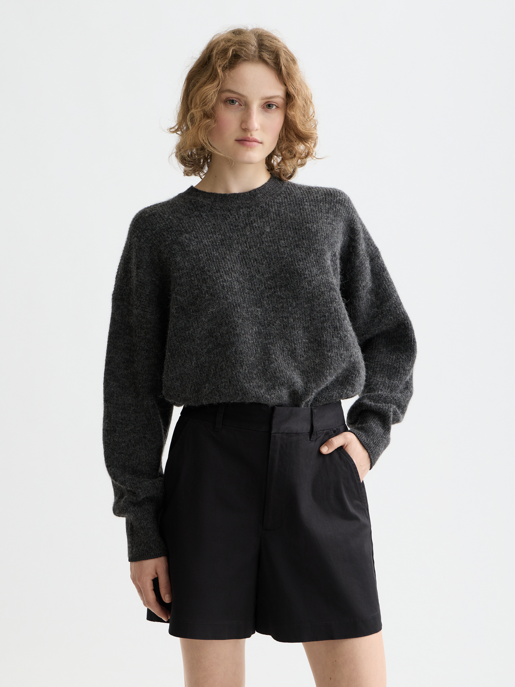 Essentials fuzzy crewneck pullover