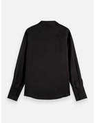 Core Viscose Satin Shirt flat lay showing product details by Scotch & Soda