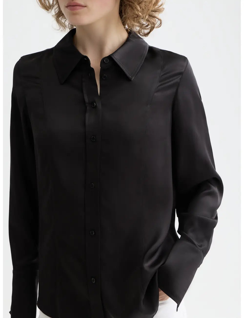 Core Viscose Satin Shirt detail shot of fabric and craftsmanship by Scotch & Soda