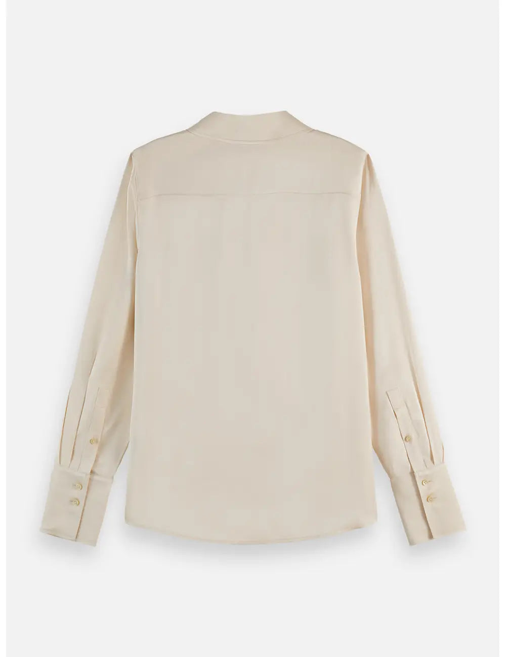 Core Viscose Satin Shirt flat lay showing product details by Scotch & Soda