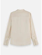 Core Viscose Satin Shirt flat lay showing product details by Scotch & Soda