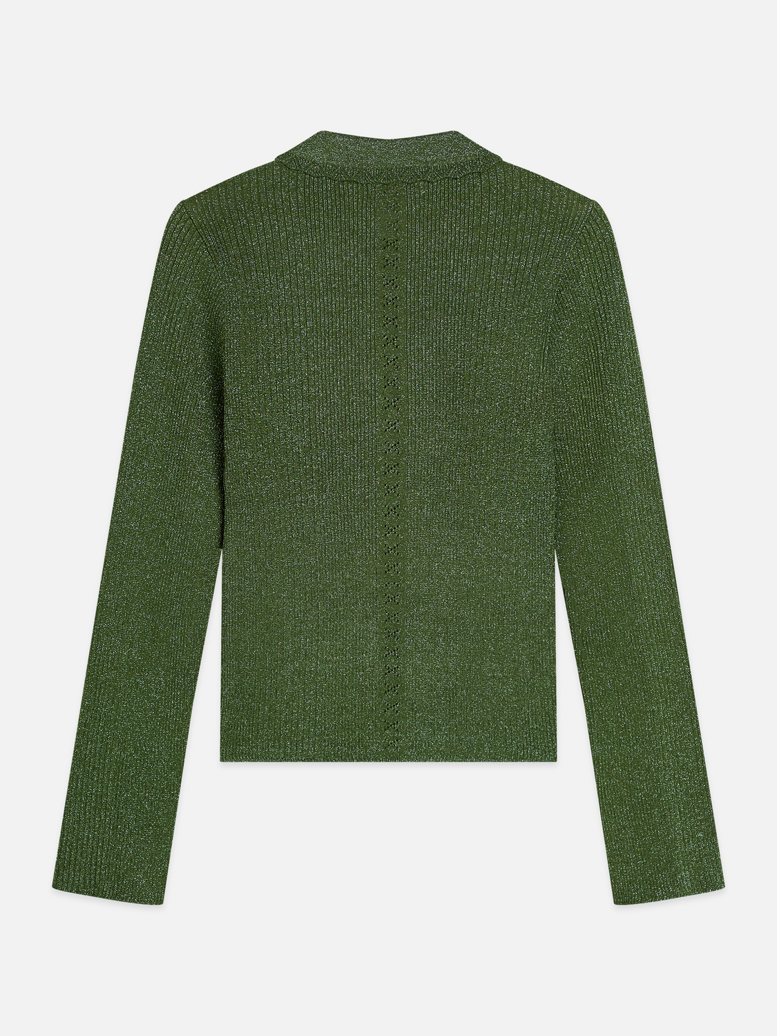 Metallic ribbed collared cardigan