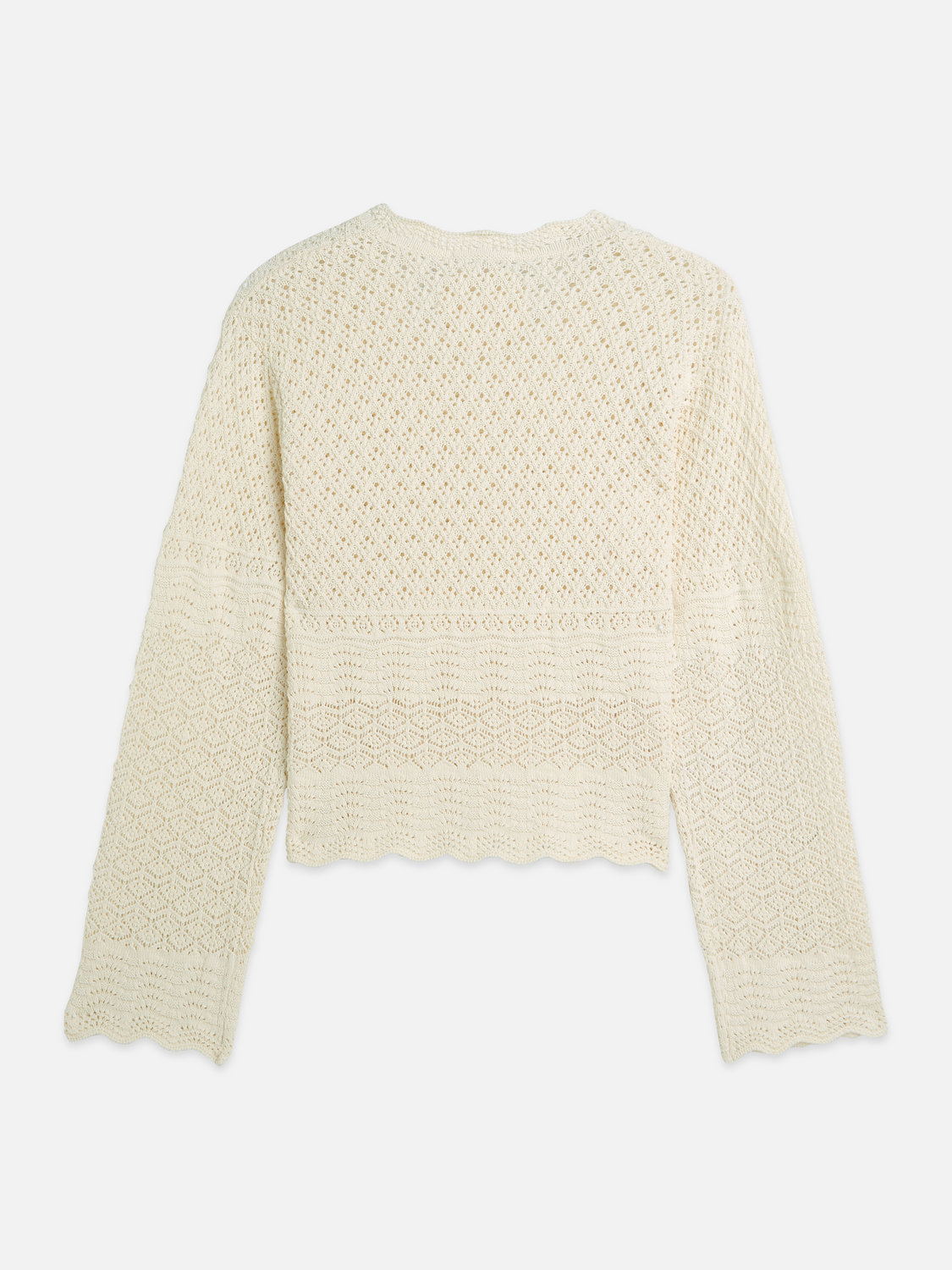 Pointelle stitch V-neck pullover