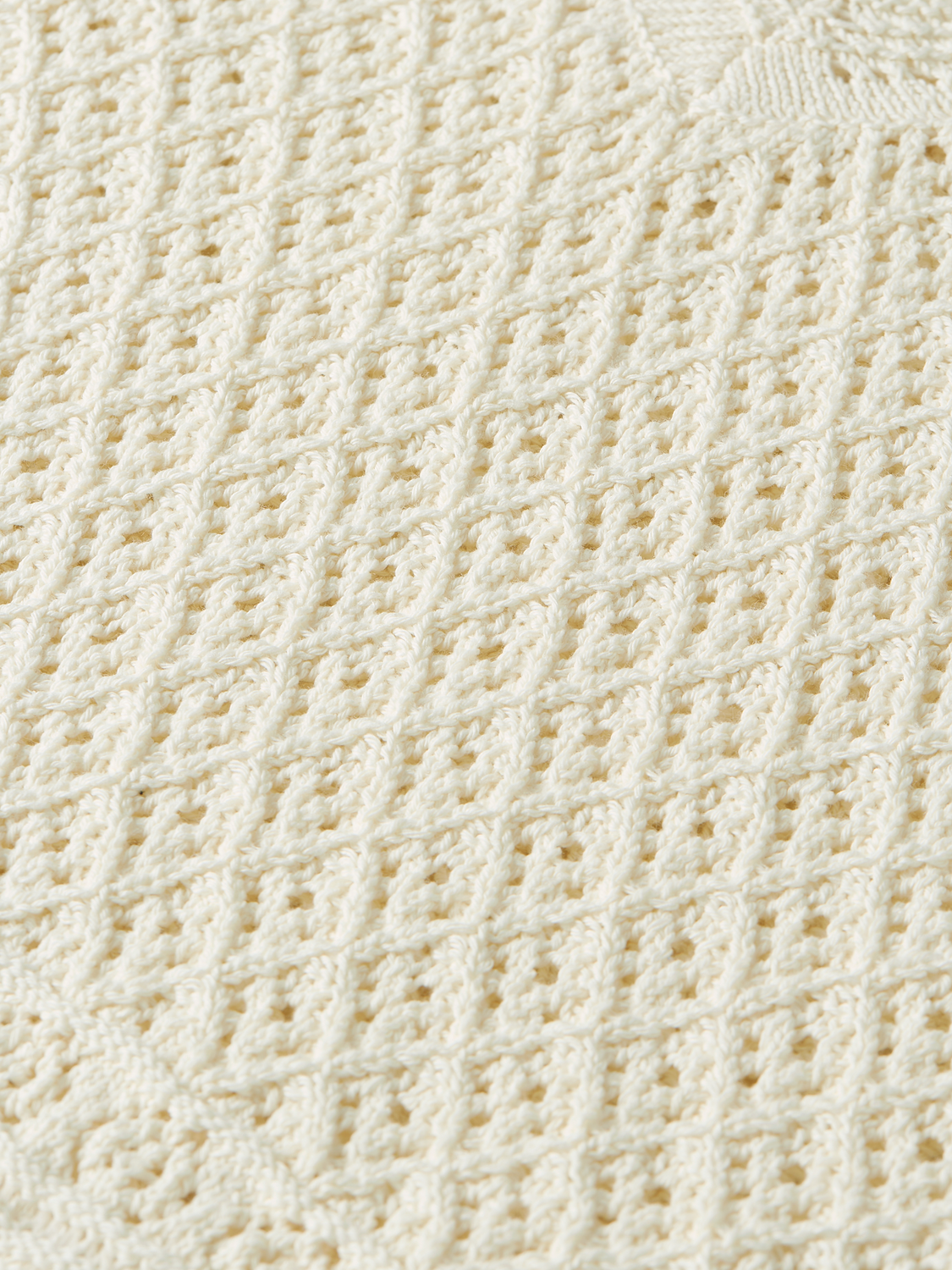 Pointelle stitch V-neck pullover