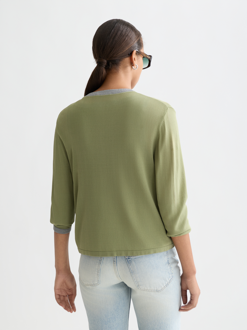 Stripe trim relaxed cardigan