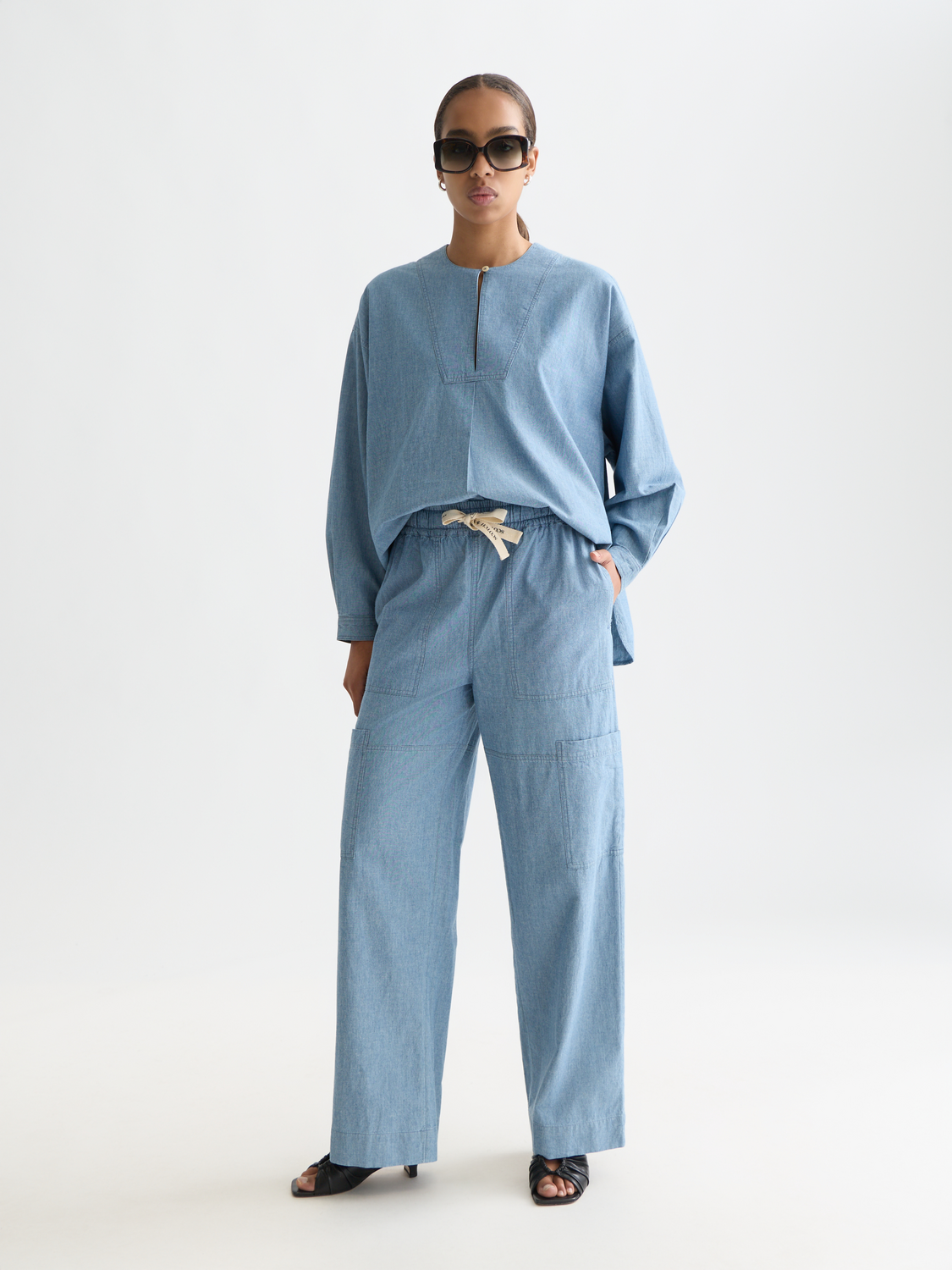 Denim bib shirt