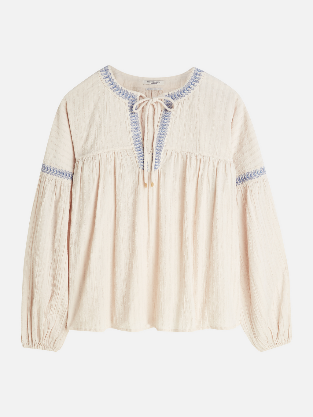 Embroidered cotton crepe blouse